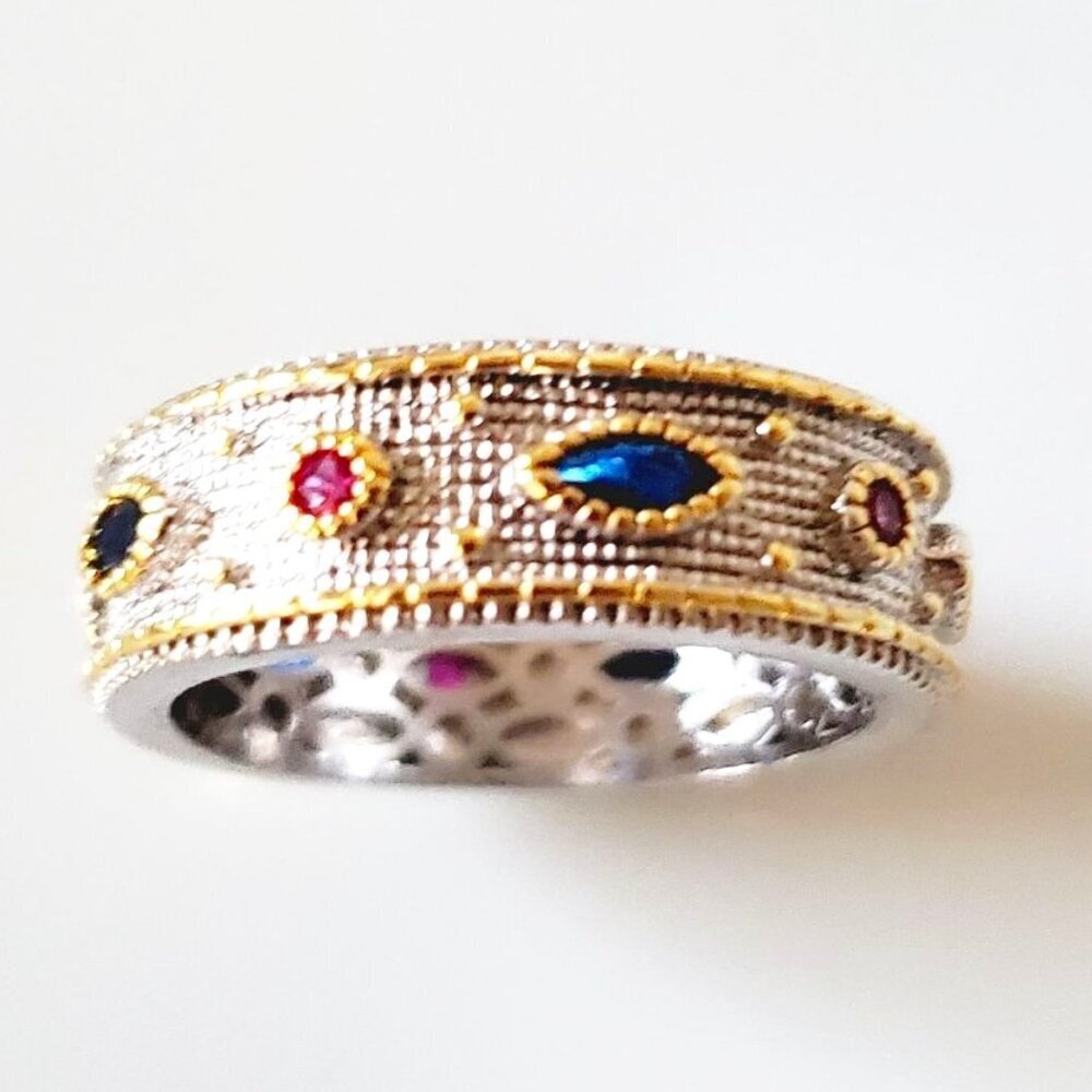 New Retro Eye Copper Inlay Zircon 18k Gold Plated Rings